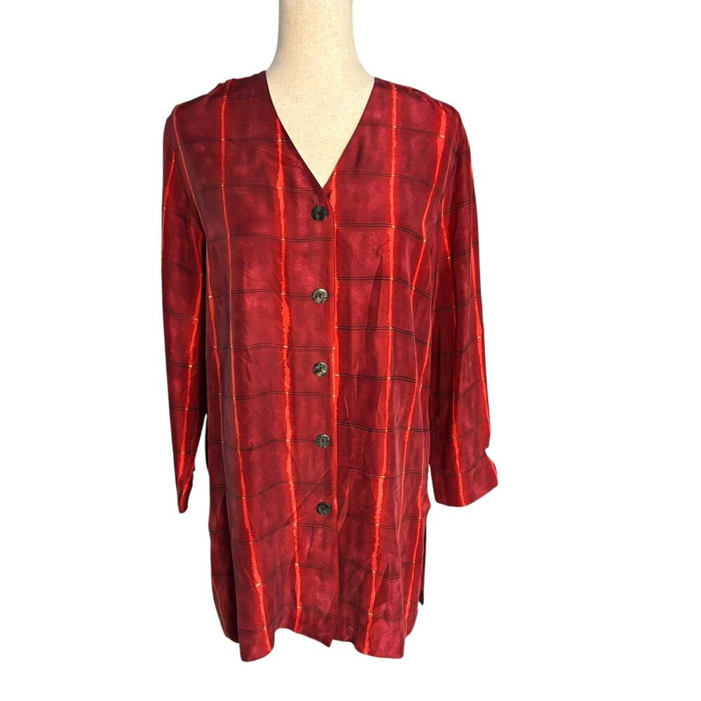 Vintage Diane Gilman V-Neck Size Small 100% Silk Blouse Tunic EUC